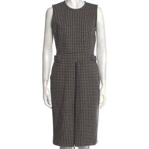 NWOT Max Mara Virgin Wool Gray Houndstooth Midi Length Sheath Dress US8 (IT42)